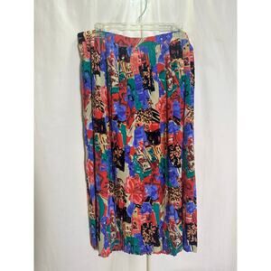 Vintage 90s Abstract Pleated Midi Skirt | Peter Popovitch M